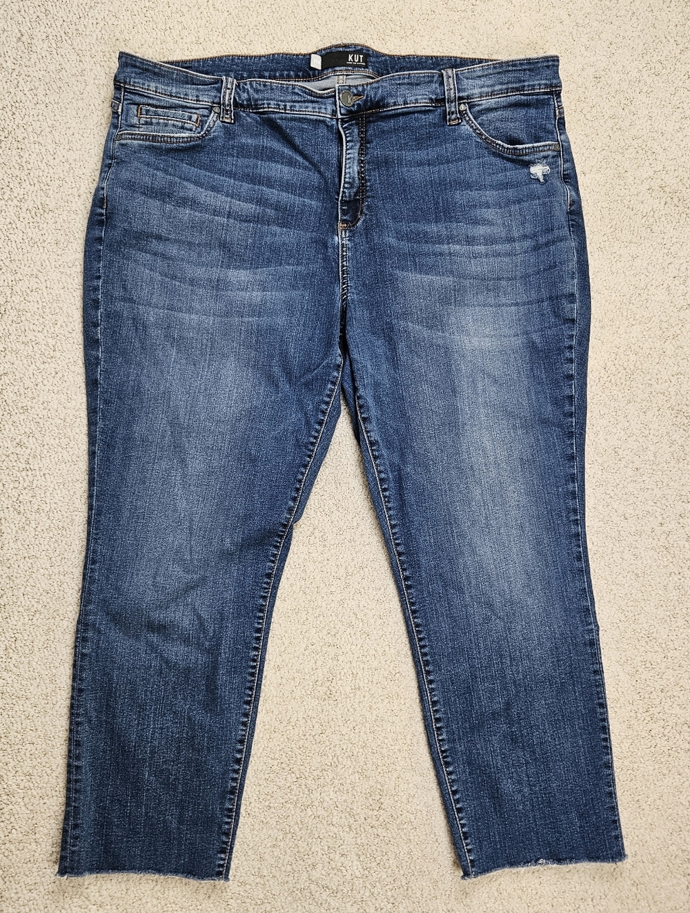 Kut From The Kloth Jeans Catherine Boyfriend Frayed Hem Stretch Womens 22x26.5